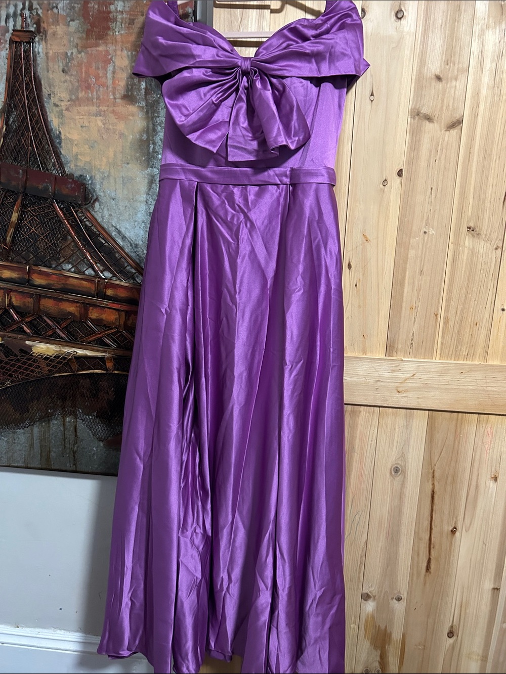 Purple full Corset back Formal Bow-Front Evening Dress Ballgown